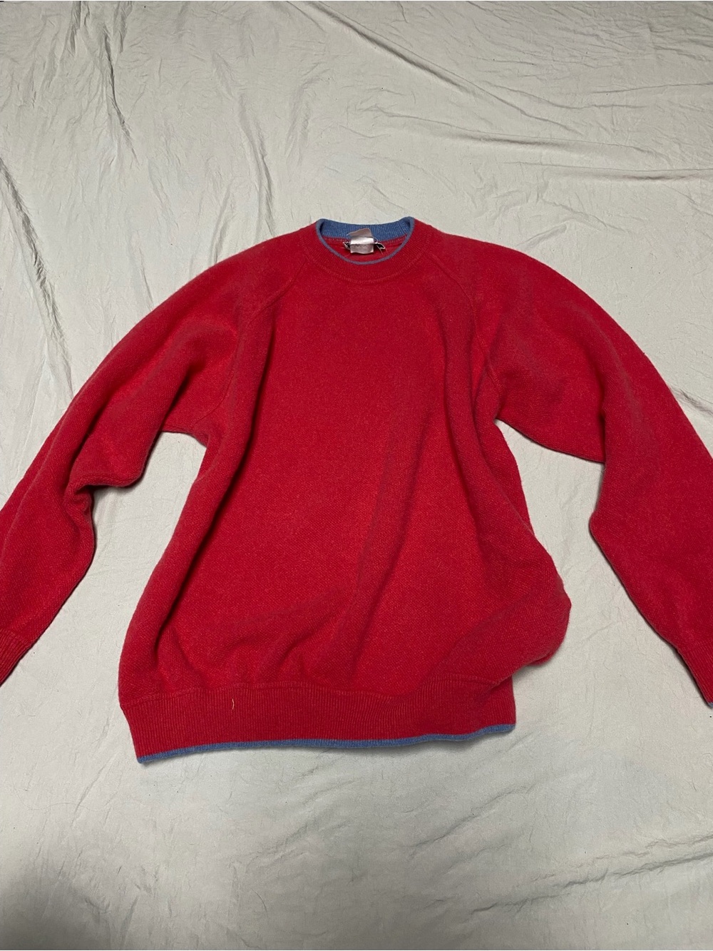 Men's Red Crewneck Sweater with Contrast Trim